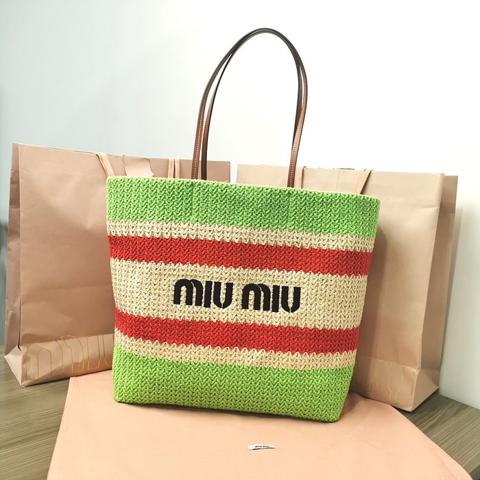 miu mi* 라피아 코튼 토트백